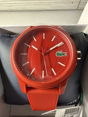 New LACOSTE L.12.12 Collection Red Resin Watch Silicone 2010988 - SHIPS FREE - Image 1 of 4