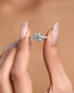 2.35 Ct Round Cut Lab Grown Diamond Proposal Ring 14K Solid White Gold Size 7 - Picture 1 of 6