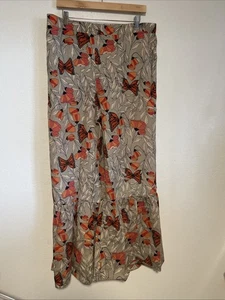 Pantalone donna Mod X fondo a campana leggero fiori farfalla taglia extra LG NUOVO - Foto 1 di 8