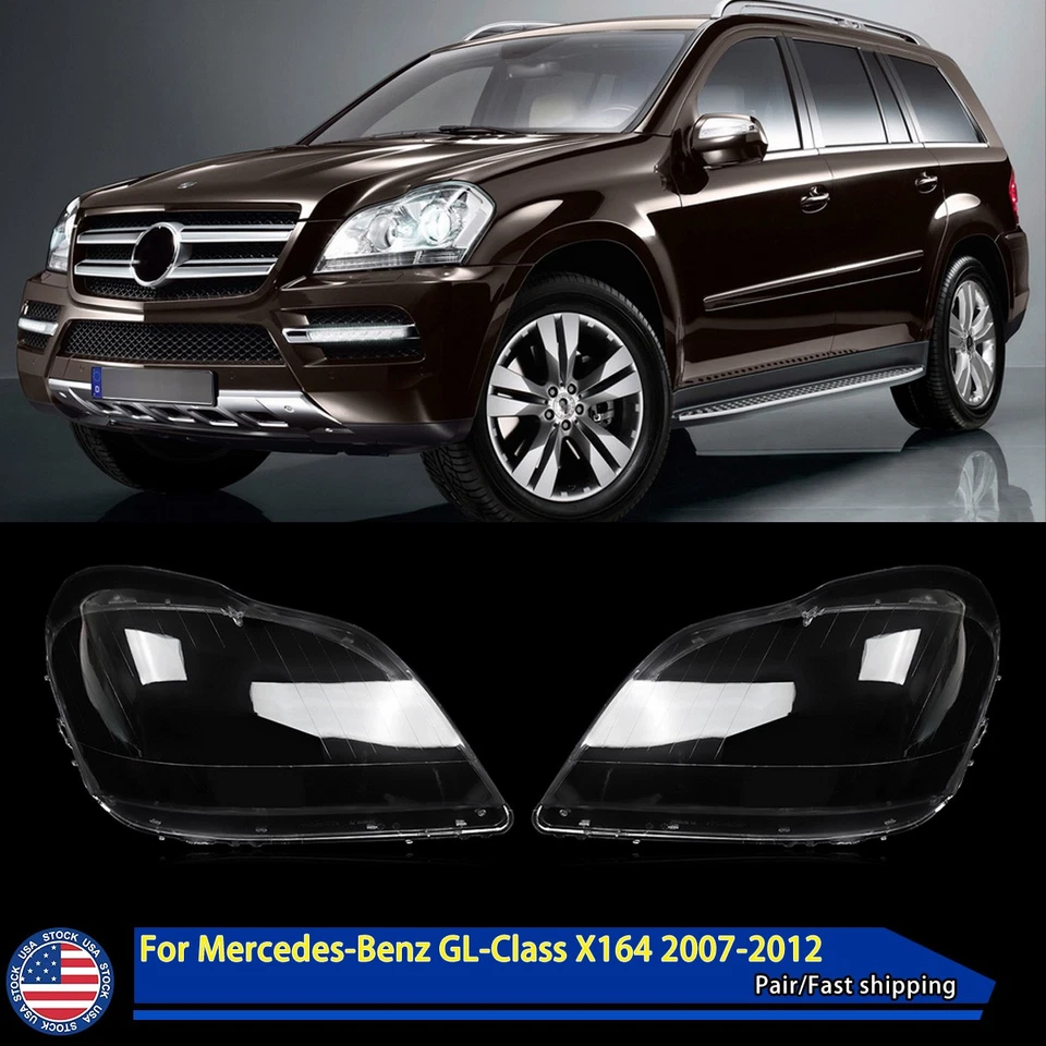 For 2007-2012 Mercedes-Benz GL-Class X164 GL500 GL450 Pair Headlight Lens Cover - Изображение 1 из 4