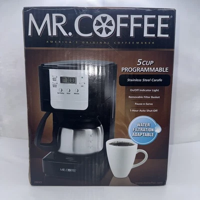 New Mr Coffee 5 Cup Programmable Model #JWX9 Stainless Pot - Image 1 of 4