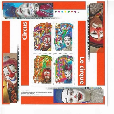 Canada Stamps — Souvenir sheet of 4 — 1998, Circus #1760b — MNH - Image 1 of 2