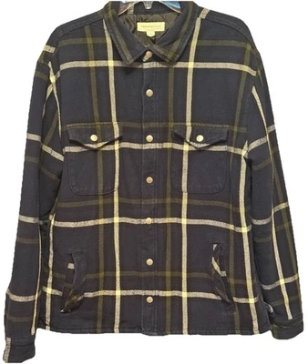 AEROPOSTALE мужской/подростковый размер L Snap спереди Shacket темно-синий и зеленый клетку фланель тепловой - Изображение 1 из 4