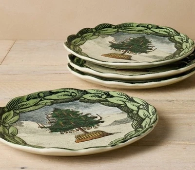 Juego de 4 platos de aperitivo de gres árbol de Navidad John Derian x Target NUEVO Foto 1 de 4