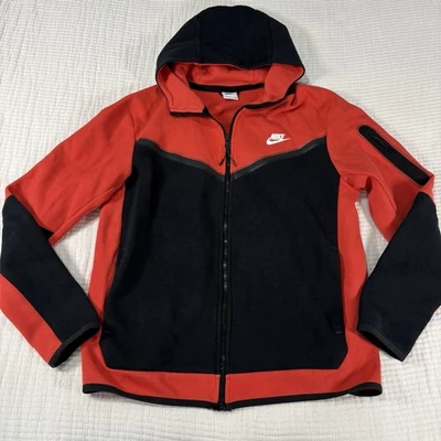 Мужская куртка Nike большая красная флисовая ветровка на молнии с капюшоном - Изображение 1 из 4