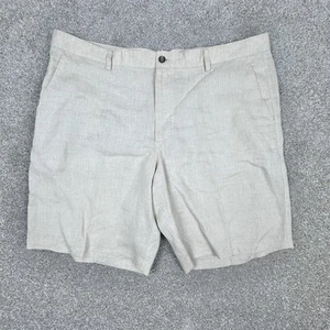 Tasso Elba Shorts Mens 42 White Beige Linen High Rise 10.5" Inseam Breathable - Picture 1 of 14