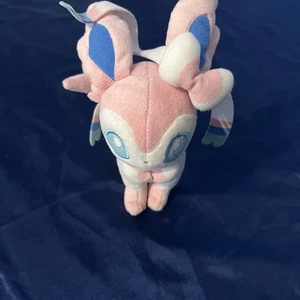 Pokemon Center SYLVEON Fairy Eevee Pink White Blue Plush Stuffed Animal 2019 - Picture 1 of 11