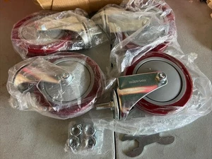 Set of 4 Polyurethane 5” Stem Caster Wheels 3/8”-16 Thread Heavy Duty - Picture 1 of 3