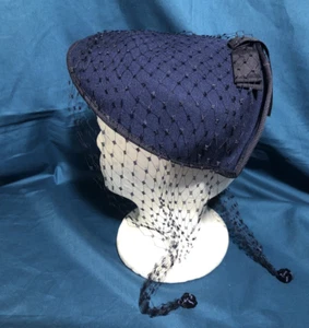 Rare Vintage ’50’s Joal New York Linen Lined Veiled Hat - Picture 1 of 7