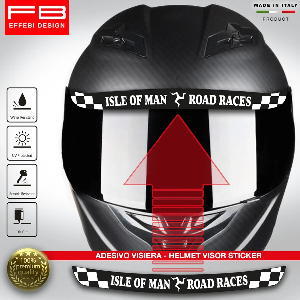 FB DESIGN Adesivo Sticker Casco Visiera Helmet Visor TT Legend Isle Of Man Road Races