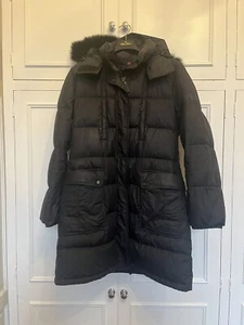 Burberry Puffer Coat Fur Trim Hooded Small Black - Picture 1 of 3