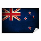 Postereck 0377 Poster Leinwand Vintage Flagge, Fahne Neuseeland Wellington