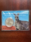 1996 1 oz Silver Australian Kangaroo Uncirculated Coin On Card of Issue