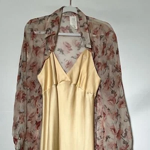Vintage Diane von Furstenberg goldfarbenes Schlupfkleid geblümt Damengröße 10 Hollywood " - Bild 1 von 9