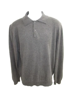 Black Brown 1826 100% Cashmere Gray Polo Collar Sweater Men's Size M - Picture 1 of 3