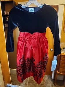 RARE EDITIONS  Red & Black Holiday/Party Dress Girls Size 8 New With Tags - Picture 1 of 5