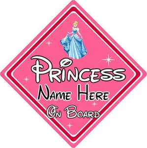 Baby On Board Car Sign - Disney Princess - Cinderella - Personalised - Picture 1 of 5