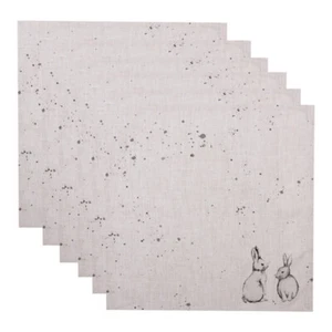 Servietten Stoffservietten 6er Set 40x40 cm Grau Hase Frühling Tischdeko - Bild 1 von 5