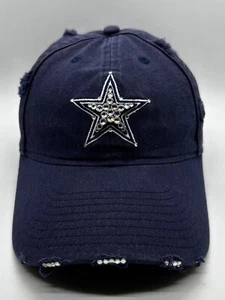 NFL Dallas Cowboys Cap Mütze Damen verstellbar Strass Logo und Schirm distressed - Bild 1 von 8