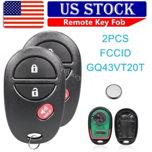 2 For 2004 - 2017 Toyota Sienna Remote Keyless Entry Key Fob GQ43VT20T 3 Buttons - Picture 1 of 7
