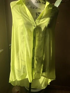 LUSH NEU MIT ETIKETT LIMETTENGRÜN TRANSPARENTES TOP GRÖSSE LARGE - Bild 1 von 4