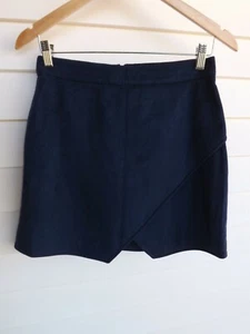 Sportsgirl Skirt XS Womens Blue Suede Mini Crossover Front Lined - Picture 1 of 7