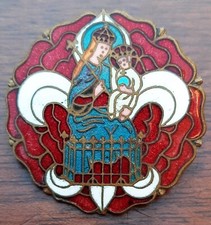 Notre Dame de la Treille Diocese of Lille Enamel Badge ORIGINAL Catholic Badge
