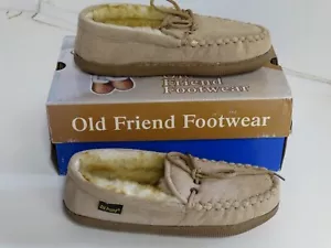 Old Friend Footwear junior loafer chestnut stony J4 fleece lined slipper - Picture 1 of 7