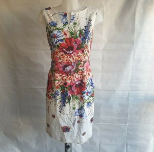 Phase Eight Dress Women's UK 12 White Multi Floral Cotton Sheath 040439