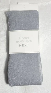 NEXT Made in Italy Girls Sparkle Tights - Silver Gray - Size 11-12 Years Old - Picture 1 of 3