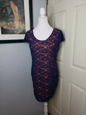 Тюль совершенно синий кружева оранжевый платье размер средний открытый молнии - Изображение 1 из 4