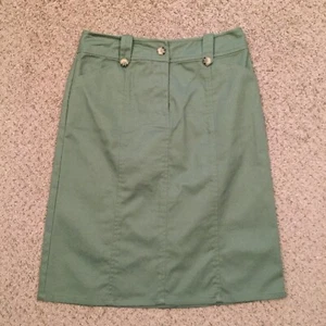 Appleseeds Petites Skirt Size 4P Midi Green A-Line Unlined Pockets - Picture 1 of 9
