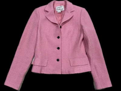 Rickie Freeman Teri Jon Pink Tweed Blazer Jacket Long Sleeve Wool Blend S - Image 1 of 4