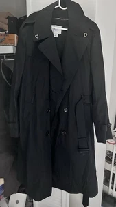US Navy All Weather Trench Coat 48L Black Military Overcoat Belt - Picture 1 of 4