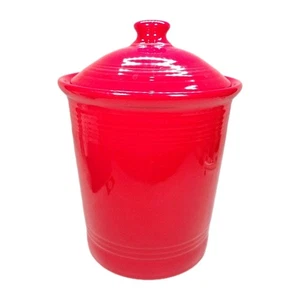 Fiestaware Scarlet Red Large 8" Canister Crock with Lid (Inv F) - Picture 1 of 13
