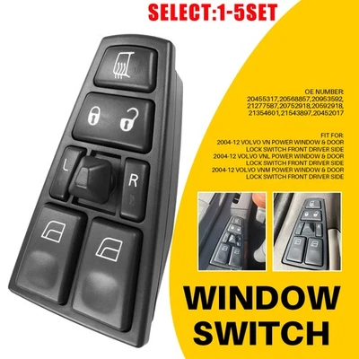 Power Window Switch Front Left For 2004-2017 Volvo VNL 2004-2015 Volvo VHD 1-10X - Image 1 of 4
