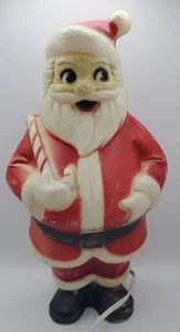 Vintage Santa Claus Candy Cane Blow Mold Table Top Light Plastic Damage n Pics - Picture 1 of 12