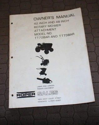 Roper  owners manual 42" & 48" rotary Mower attachment TT728AR   and  TT38AR - Image 1 of 4