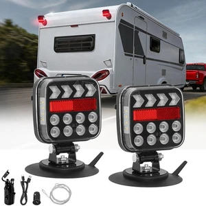 Towing Hauling Magnetic Wireless Signal LED Trailer Tail Light Kit Rechargeable - Picture 1 of 12