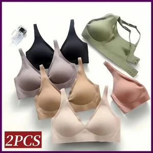 2Pcs/Set Seamless Bra Women Underwear Wireless Brassiere Soft Padded Intimate - Picture 1 of 30