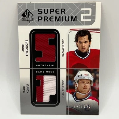 2002-03 SP Authentic Super Premiums Jose Theodore/Saku Koivu #TK /299 - Image 1 of 2