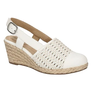 Easy Street Taffy Womens Espadrille Slingback Wedges White Size 8 W - Picture 1 of 8