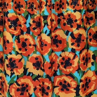 Психоделическая яркая КАЛИФОРНИЙСКАЯ МАКСИ ЮБКА ~ винтажная 1970-е ~ нейлон ручной работы - Изображение 1 из 4