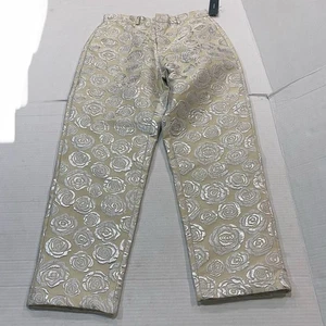 Pantalón Pantalón Jacquard Floral Plateado Crema LULU’S Talla S NUEVO NUEVO CON ETIQUETAS - Imagen 1 de 5