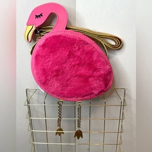 NUEVO CON ETIQUETAS Bolso Bandolera Bolso de Hombro Bolso Bandolera Flamenco Peludo Rosa y Dorado Wonder Nation - Imagen 1 de 5