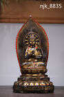 14 " Old Chinese Tibet Pure copper Clay gold carving Buddha statue