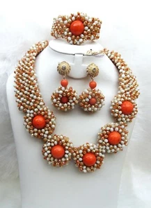 PrestigeApplause Elegant 3D Beautiful Design Bead Wedding Party Jewellery Set - Imagen 1 de 11