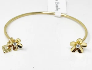 NWT Vera Bradley Gold Tone Rhinestone Flower Dainty Cuff Bracelet Fairy Core - Picture 1 of 6