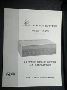 Lafayette PA-25 Owners Manual 25 Watt Solid State PA Amplifier Original - Picture 1 of 3