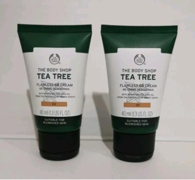 2 x The Body Shop Tea Tree Flawless BB Cream Perfection 03 Dark 40ml Brand New - Image 1 of 4